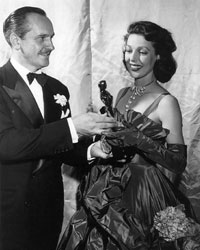 Loretta Young accepting Oscar